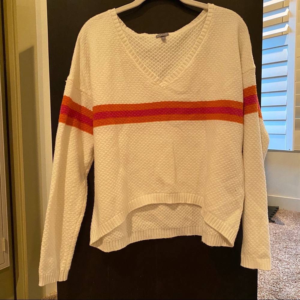 White, pink, orange sweater‎